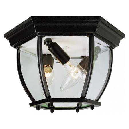 TRANS GLOBE Three Light Black Copper Clear Beveled Glass Outdoor Flush Mount 4906 BC